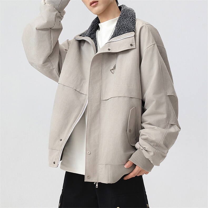 加绒外套男款2025冬季新款加厚保暖工装防风夹克立领JR2151-P110,男装夹克,星座210-1