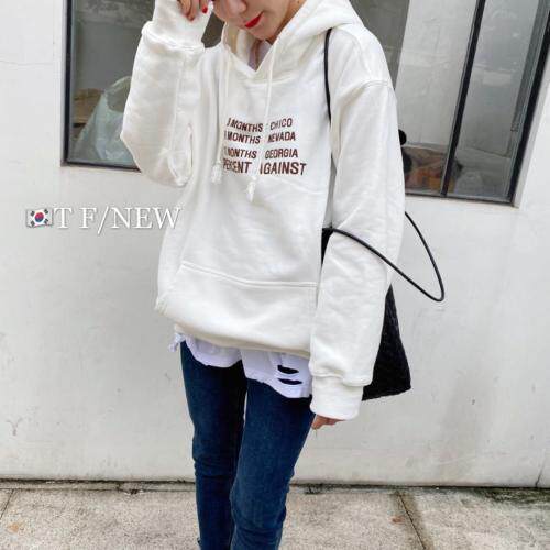 时尚宽松简约字母帽子卫衣，女装卫衣/绒衫，简单小珍