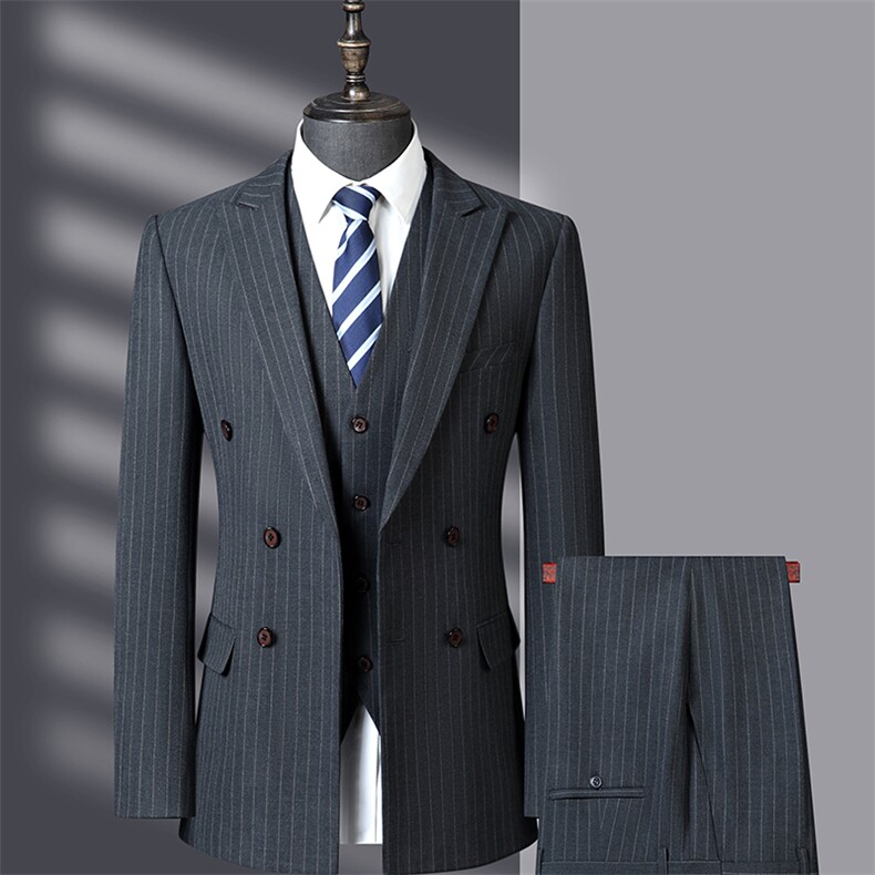 男士2023年春季西服礼服西装修身商务休闲男装西装三件套套装,男装西服套装,电商B360
