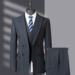 男士2023年春季西服礼服西装修身商务休闲男装西装三件套套装