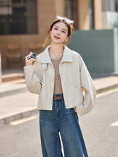 皮衣外套女春秋季2026新款小个子港风复古高级感皮夹克机车，女装皮衣，秀美人生