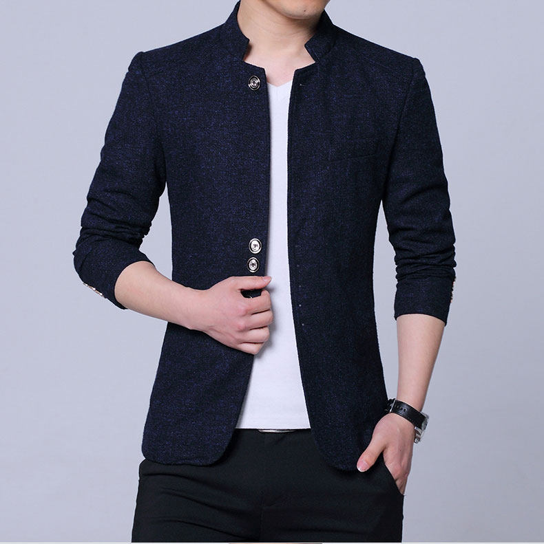 西装男春季新款商务休闲小西服青年中山装高端立领男装XZ01-P65,男装西服套装,星座310B-1