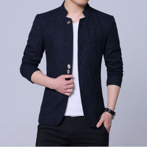 西装男春季新款商务休闲小西服青年中山装高端立领男装XZ01-P65图片