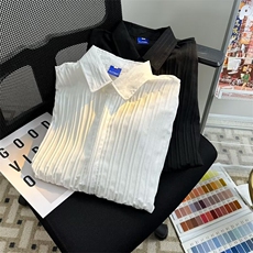 高品质夏款男冰丝百褶皱衬衫宽松休闲长袖衬衫CS521P35，男装衬衫，星座1013-1