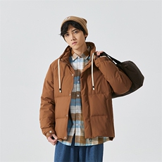 新标90%白鸭绒简约立领抽绳外套纯色加厚羽绒服ESY0205-P210，男装羽绒服，电商B306