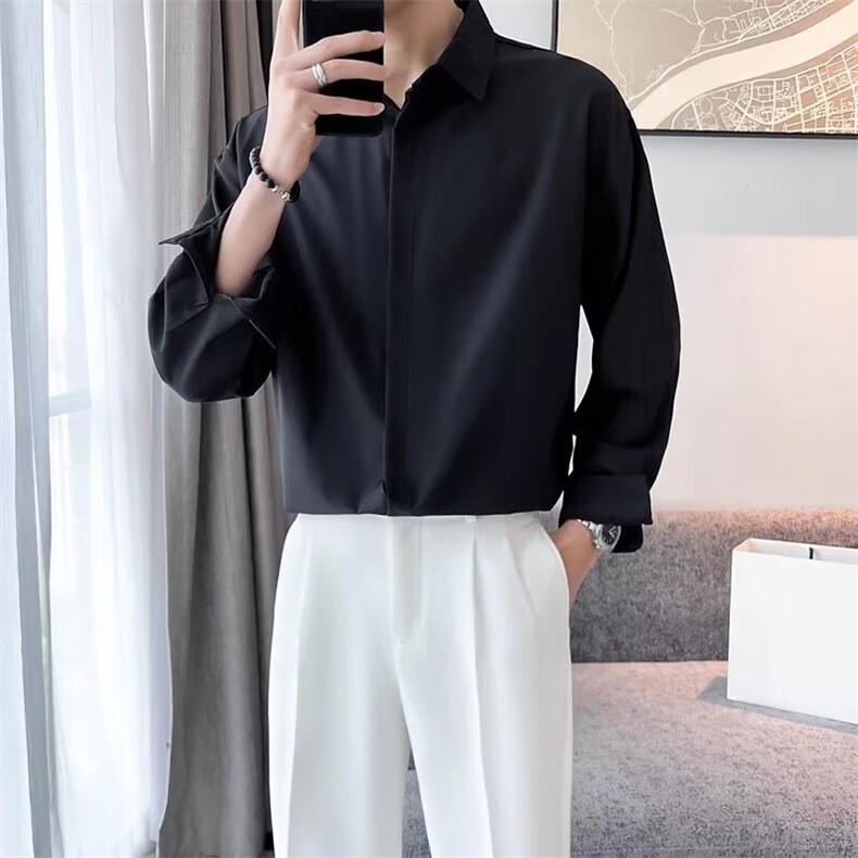春夏新款立领纯色宽松半袖上衣夏季百搭衬衫-CS80-网络图,男装T恤,星座1002-2