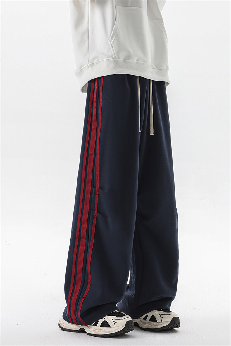 M-8XL复古美式条纹裤三条杠休闲裤子大码阔腿运动卫裤KZ1935/P60,男装休闲裤,电商B238