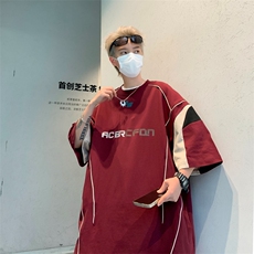 美式运动球服线条拼接短袖T恤男夏新款百搭休闲宽松球衣TX133，男装T恤，星座1116A-1（原606A）