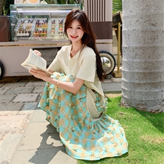 【大货已出】夏季重工艺剪花拼接T恤连衣裙2C158-8672-P135-K198，女装连衣裙，2C158