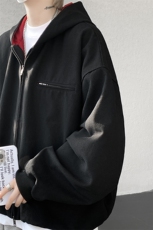 8XL-M美式复古撞色连帽水洗夹克男高级感做旧情侣外套JK1327P88，男装夹克，电商D206-1