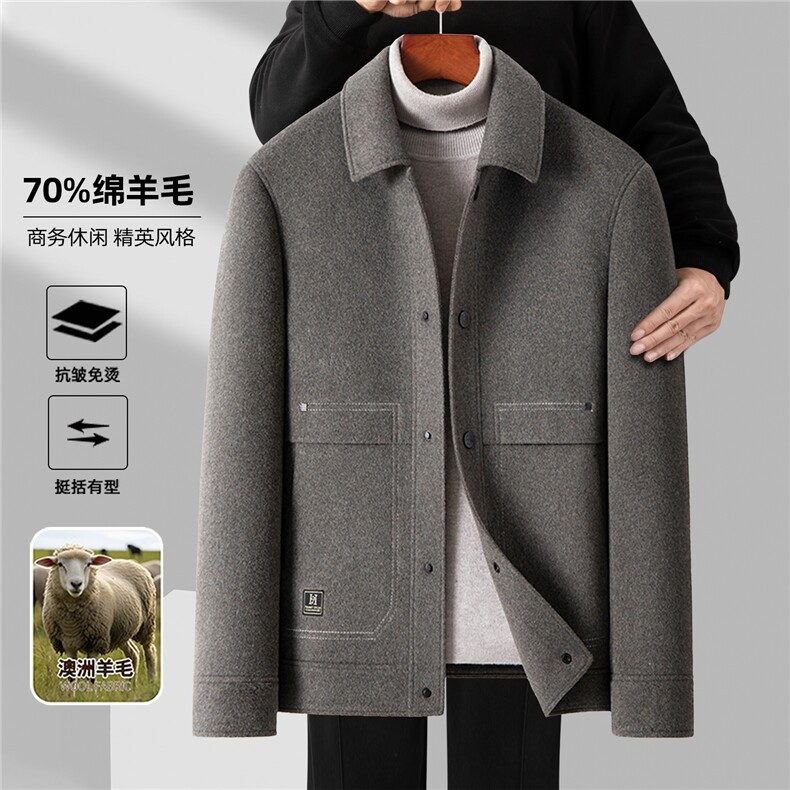 8211 70%绵羊毛 工装版 可脱卸内胆 双面呢夹克 P285图片