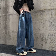 配腰带牛仔裤男士韩版潮流帅宽松2025秋季新款ins长裤，男装牛仔裤，星座412-2