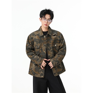 水洗牛仔外套男款春季美式痞帅上衣服宽松休闲工装夹克JK1318-P80图片