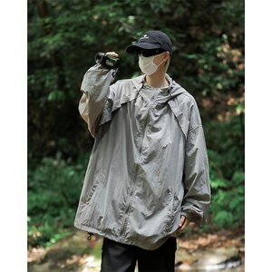 夏季新款山系户外机能连帽夹克男潮牌宽松防晒衣 现货 W8231-P40图片