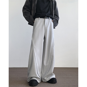 秋冬季潮牌小众设计感休闲裤男 宽松阔腿毛呢西裤K6033/P60图片
