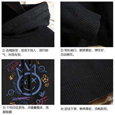LM68180-P58加绒款-P68连帽毛衣男大码带帽针织衫男毛线衣砖墙，男装针织衫/毛衣，电商A040A