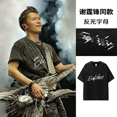 特批P29无差价网图锋哥演唱会同款镭射反光字母做旧短袖T恤T5400，男装T恤，电商A001-1