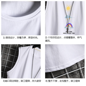 BX25141-P20 港风运动汗背心男大码汗衫男无袖T恤男 网格挂拍图片