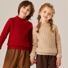 2024秋冬新款童装35%山羊绒7针半高领小麻花羊绒衫，童装儿童羊绒衫，旭泰羊绒