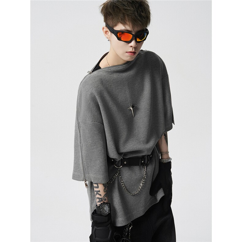 现货-原创-拉链撞色短袖可拆分T恤解构T美式T1016-1T353P43K78，男装T恤，星座1016-1（原电商B408-1）