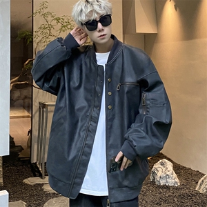 男士痞帅男装机车短款皮衣外套春秋新款pu皮夹克 J2513 P90 控138图片