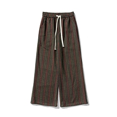 24秋冬大码风加厚毛呢直筒裤条纹休闲裤日系阔腿裤K245/P75，男装休闲裤，钱塘713