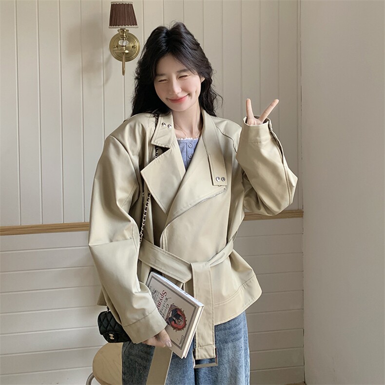 明星同款气质短款外套女春秋2025新款英伦风设计感小个子时尚风衣,女装短外套,浙宝220