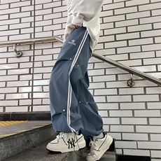 美式复古条纹设计感工装裤男士2024春季宽松直筒休闲裤K7631-P45，男装休闲裤，星座512-3