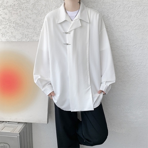8XL-M 风新中式黑色翻领长袖衬衫男秋季休闲衬衣痞帅CS537P58图片