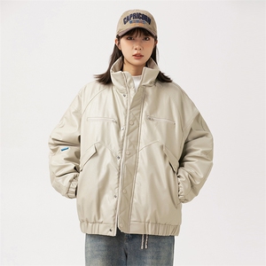 2025冬季新款男装日系潮牌纯色宽松休闲棉服加厚皮外套MY19-F159图片