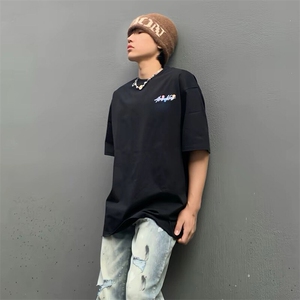 万针全刺绣工艺抖音得物高品质260克重磅纯棉双纱美式高街短袖T恤图片