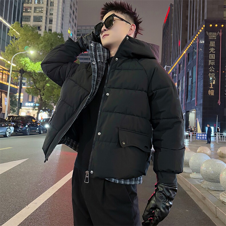 AY109/P128控168秋冬季社会小伙连帽假两件百搭保暖棉衣男图首2，男装棉衣，星座305B-1