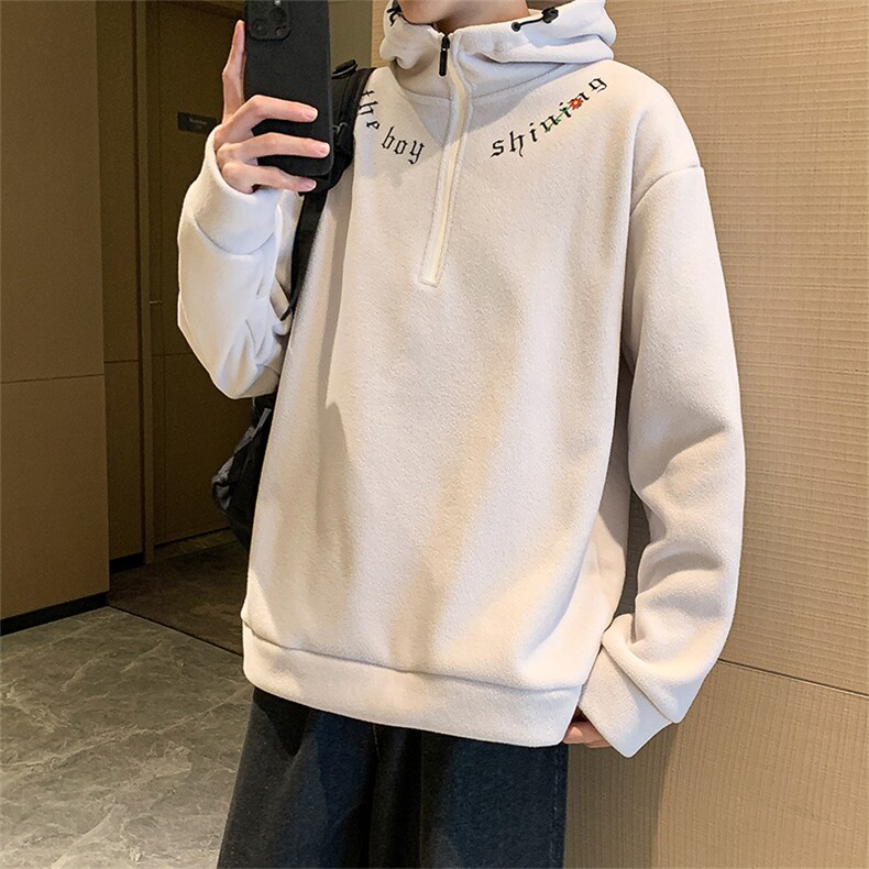 冬季加绒高领半截拉链卫衣男潮流摇粒绒卫衣长袖A668P50,男装卫衣,星座210-1
