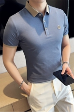 抖音高级感U字刺绣夏季短袖T恤翻领Polo衫半袖D342-T066特P40，男装T恤，电商D342