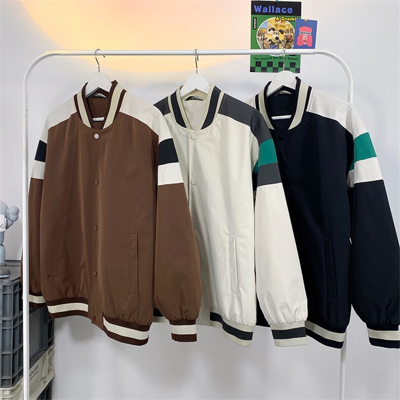 小牛津上衣夹克宽松落肩拼色棒球服外套XZ214-8 JK700-P65图片