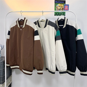 小牛津上衣夹克宽松落肩拼色棒球服外套XZ214-8 JK700-P65图片
