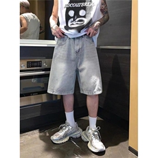 牛仔短裤男25新款夏季中裤宽松休闲牛仔短裤1001-1-DA246-P45，男装牛仔裤，星座1001-1