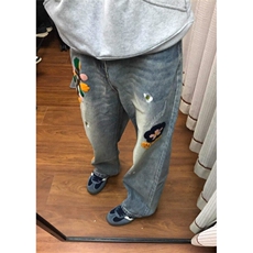 春季新款美式高街vibe水洗刺绣潮牌宽松直筒休闲裤子NB123，男装牛仔裤，星座1116A（原606A-3）