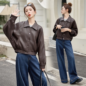 海宁皮衣外套女短款2025秋季新款宽松显瘦设计感小众pu皮夹克上衣图片