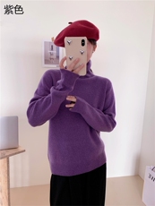 时尚百搭女士秋冬高领打底衫纯色简约针织衫修身显瘦毛衣，女装针织衫/毛衣，牧思羊