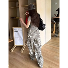 D7675-P65美式高街复古迷彩工装裤男女宽松直筒长裤潮-网图现货，男装牛仔裤，星座603-2