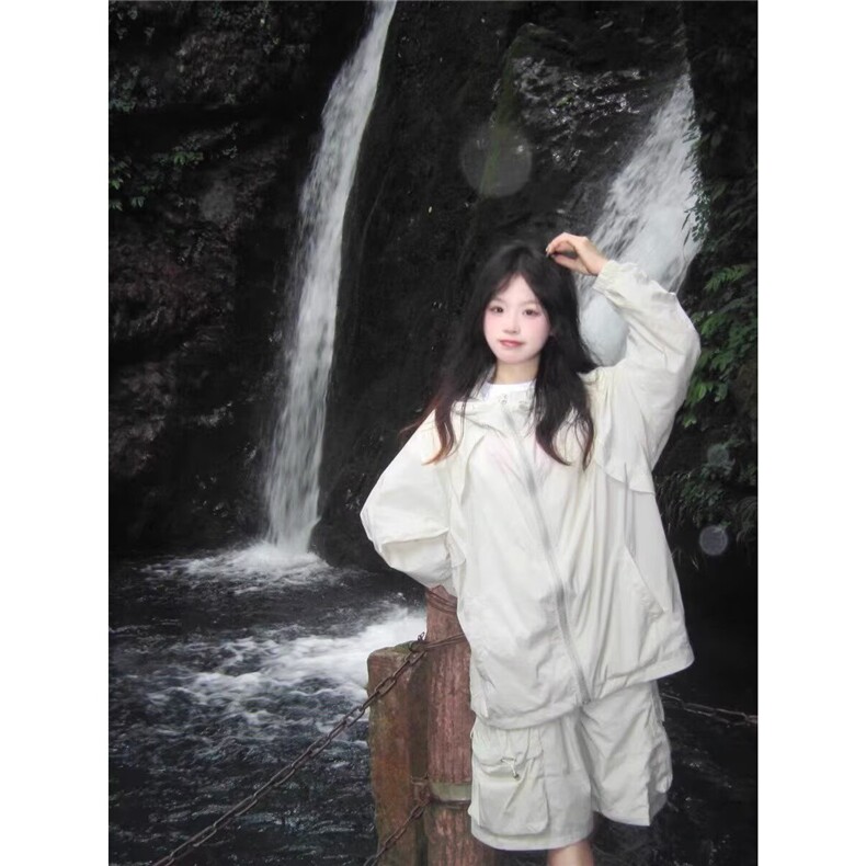 日系户外连帽防晒衣女夏季新款透气防紫外线轻薄反光条防晒服外套,男装防晒衣,星座1210-1