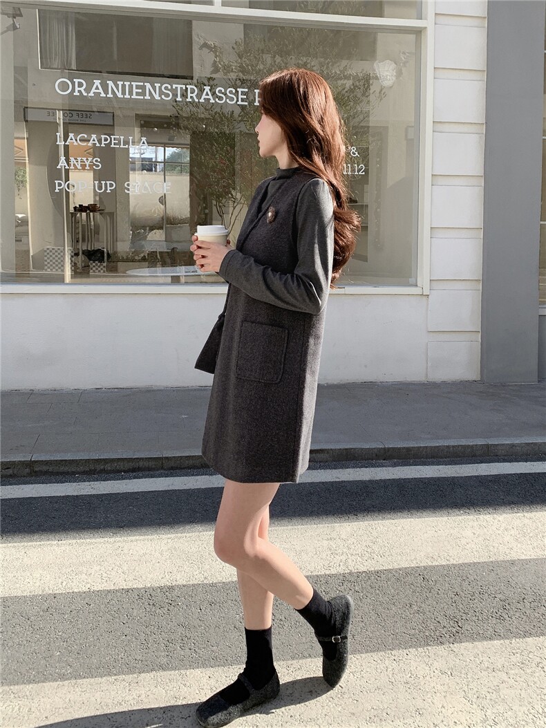 韩系高级感呢料马甲+针织打底套装女2026春装新款两件套裙,女装套装/套裙,魅影