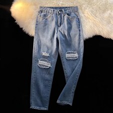 港风潮牌破洞牛仔裤男春夏季宽松韩版潮流ins纯色复古NK113P35,男装牛仔裤,星座1116-2
