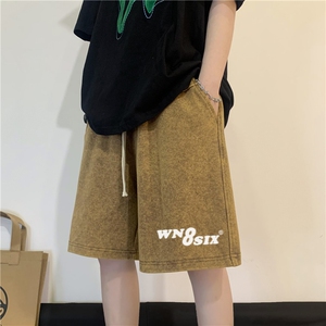 春夏新款重磅纯棉水洗潮牌字母印花短裤 XZ604-DK107-P45控58图片