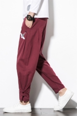 风秋装男士盘扣刺绣宽松休闲裤束脚哈伦裤男长裤运动裤M79P50，女装休闲裤，钱塘788(原4013)