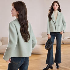 2025冬季宽松显瘦羊绒通勤韩版淑女西装外套羊毛外套女带胸针，女装毛呢外套，众宇琦