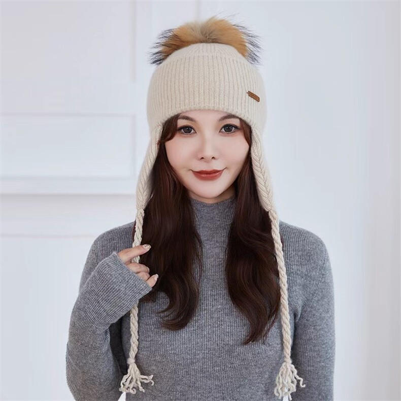 秋季新款纯色针织帽带绳时尚休闲百搭，帽子，初婷羊绒