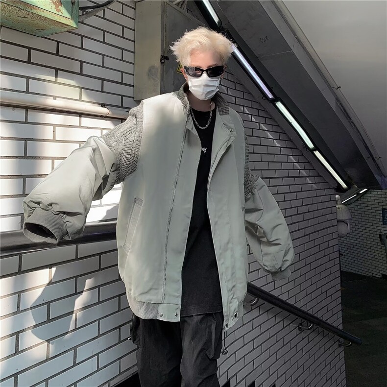 外套男秋款美式复古高级感痞帅潮牌撞色拼接宽松休闲JK8302-P65,女装短外套,星座1109-3