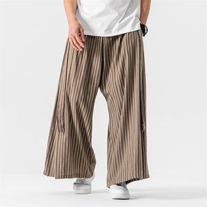 夏季新款 大码日系复古棉麻条纹裤直筒阔腿裤风汉服 K257/P75图片